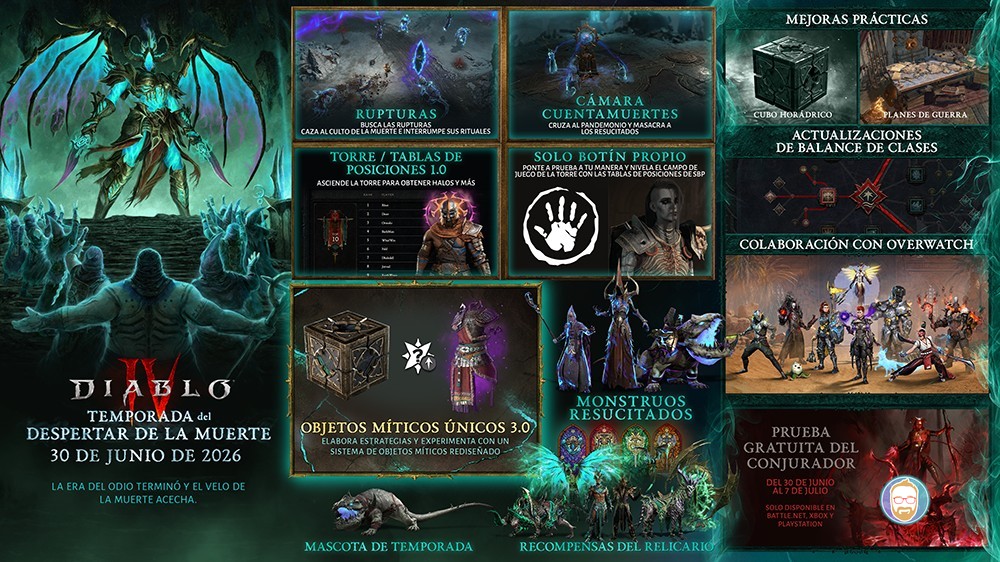 ¡Diablo IV Temporada del Despertar de la Muerte ya está aquí! Prueba gratis del Conjurador
